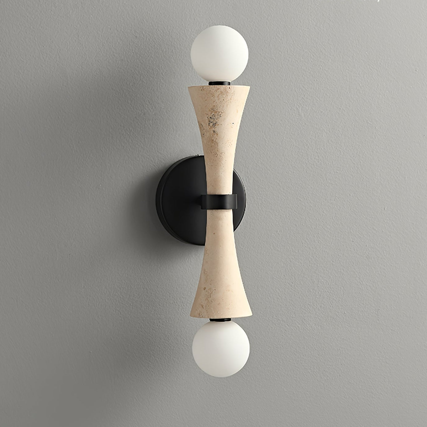 Obel Wall Light, Hardwired Wall Sconce, Yellow Travertine, Depth 14cm x H 44cm