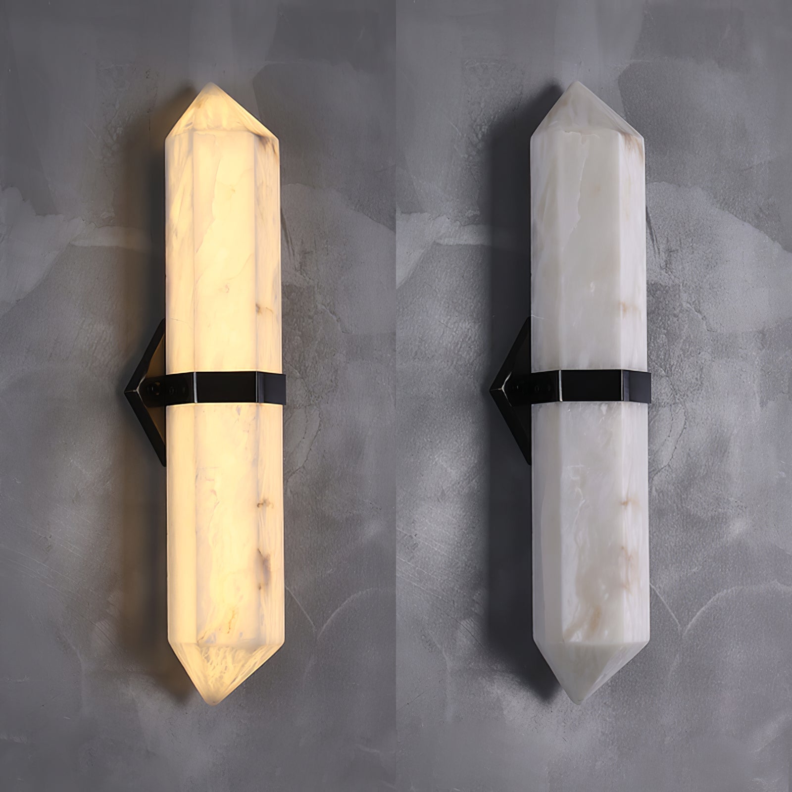 Alabaster Obelisk Wall Light, Hardwired Wall Sconce, detail 17