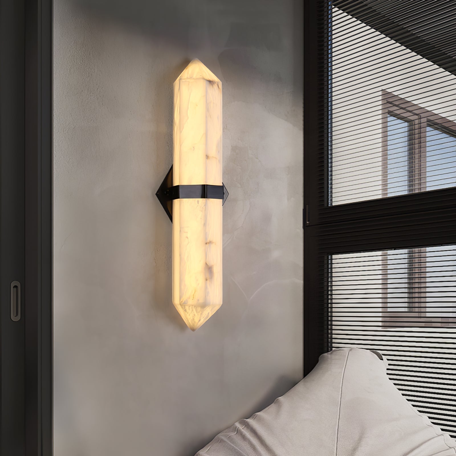 Alabaster Obelisk Wall Light, Hardwired Wall Sconce, detail 10