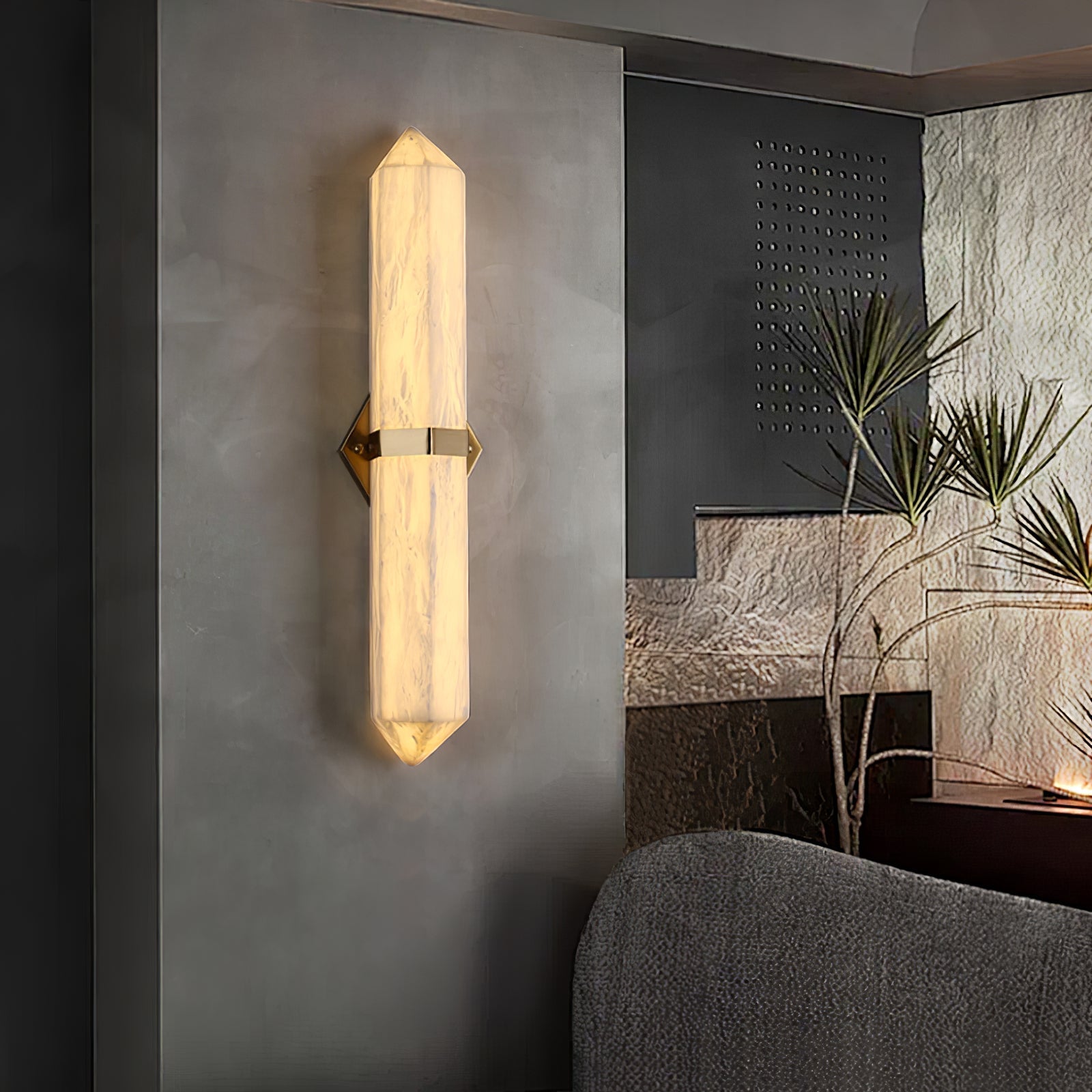 Alabaster Obelisk Wall Light, Hardwired Wall Sconce, detail 18
