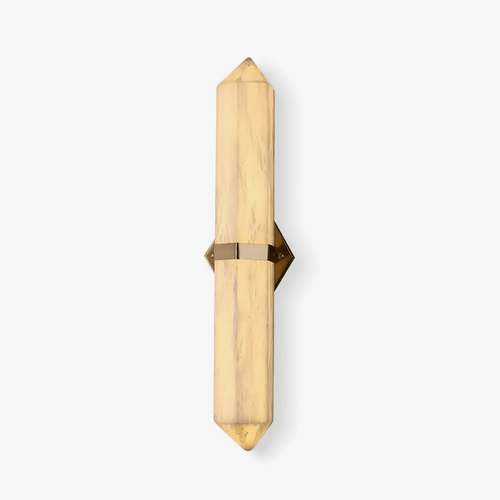 Alabaster Obelisk Wall Light, Hardwired Wall Sconce, Metal, Dia 8cm x H 50cm
