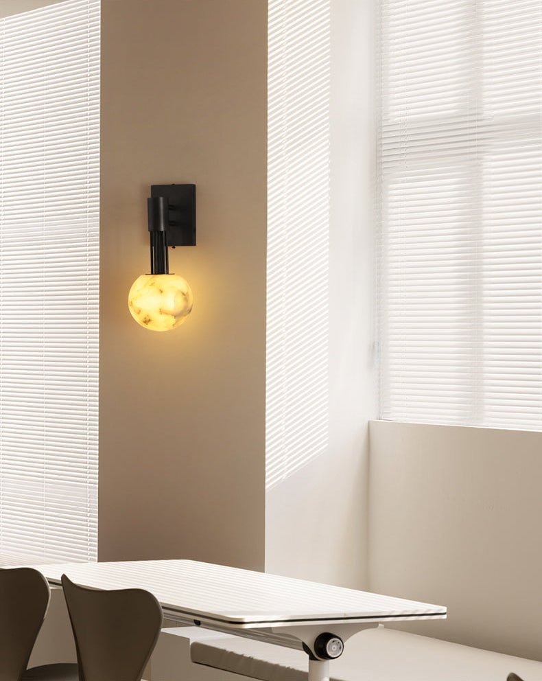 Obra Alabaster Globe Wall Light, Hardwired Wall Sconce, detail 4