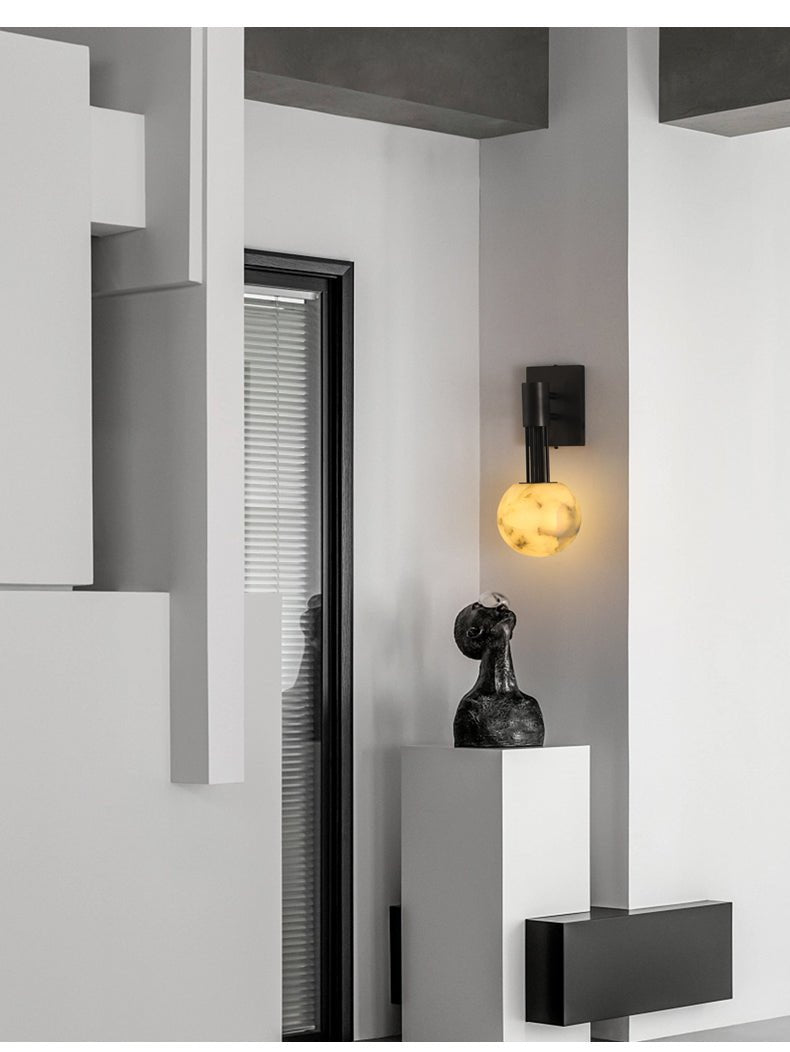 Obra Alabaster Globe Wall Light, Hardwired Wall Sconce, detail 7