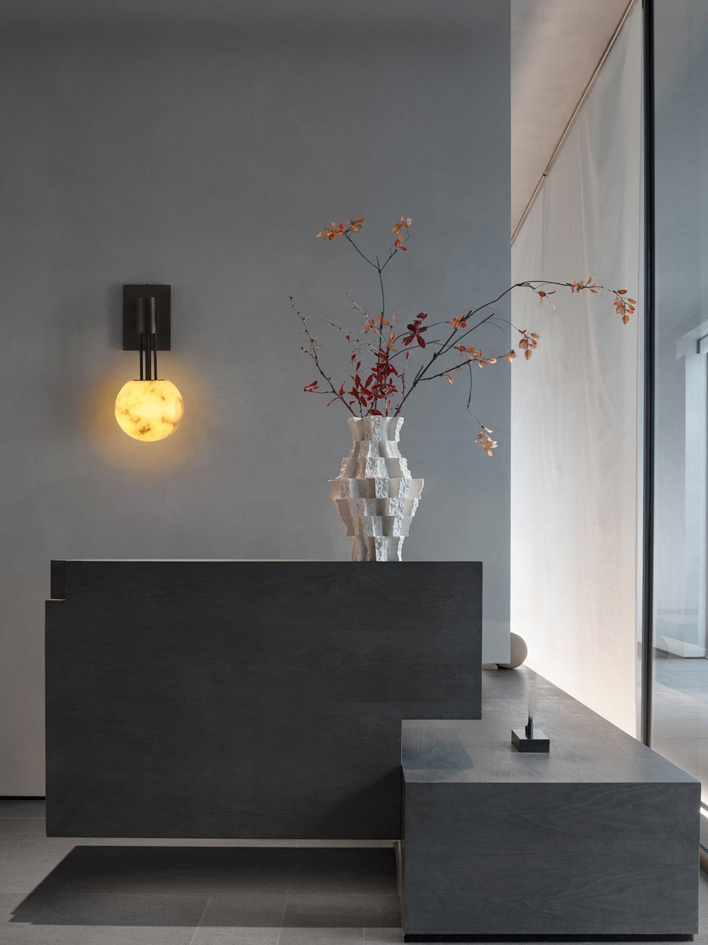 Obra Alabaster Globe Wall Light, Hardwired Wall Sconce, detail 8