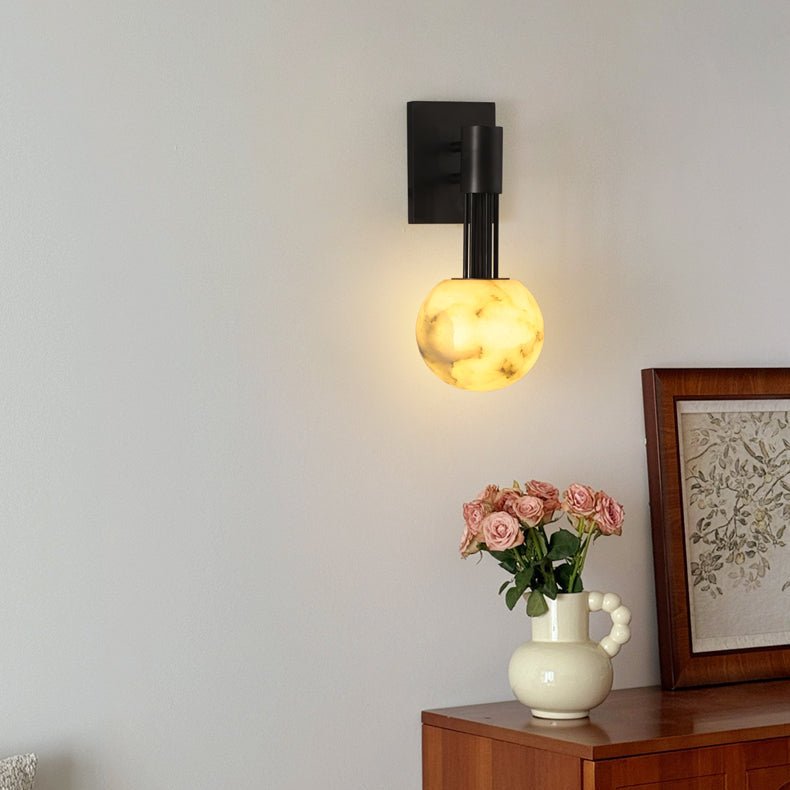 Obra Alabaster Globe Wall Light, Hardwired Wall Sconce, detail 3