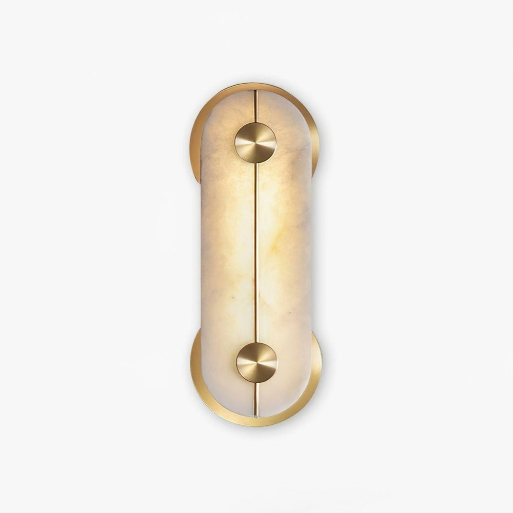 Obvara Alabaster Wall Light, Hardwired Wall Sconce, Brassl, Dia 16cm x H 42.5cm