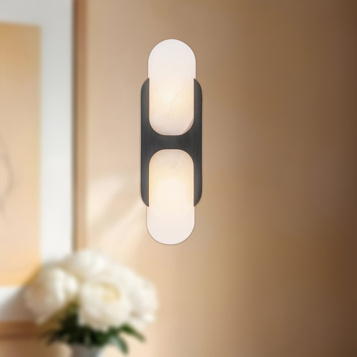 Odin Alabaster Wall Light - Dia 18cm x H 24cm Metal, Hardwired Wall Sconce, detail 5