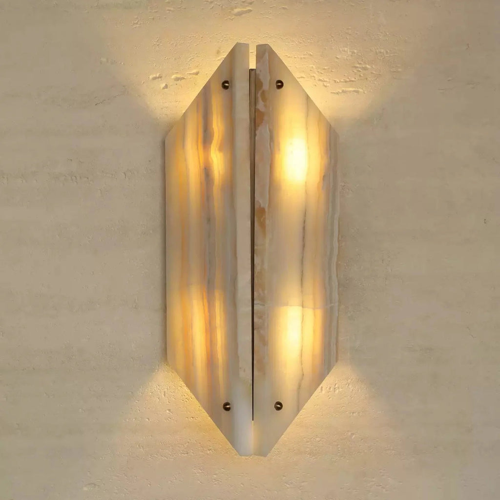 Onyxa Crest Alabaster Wall Light, Hardwired Wall Sconce, detail 15