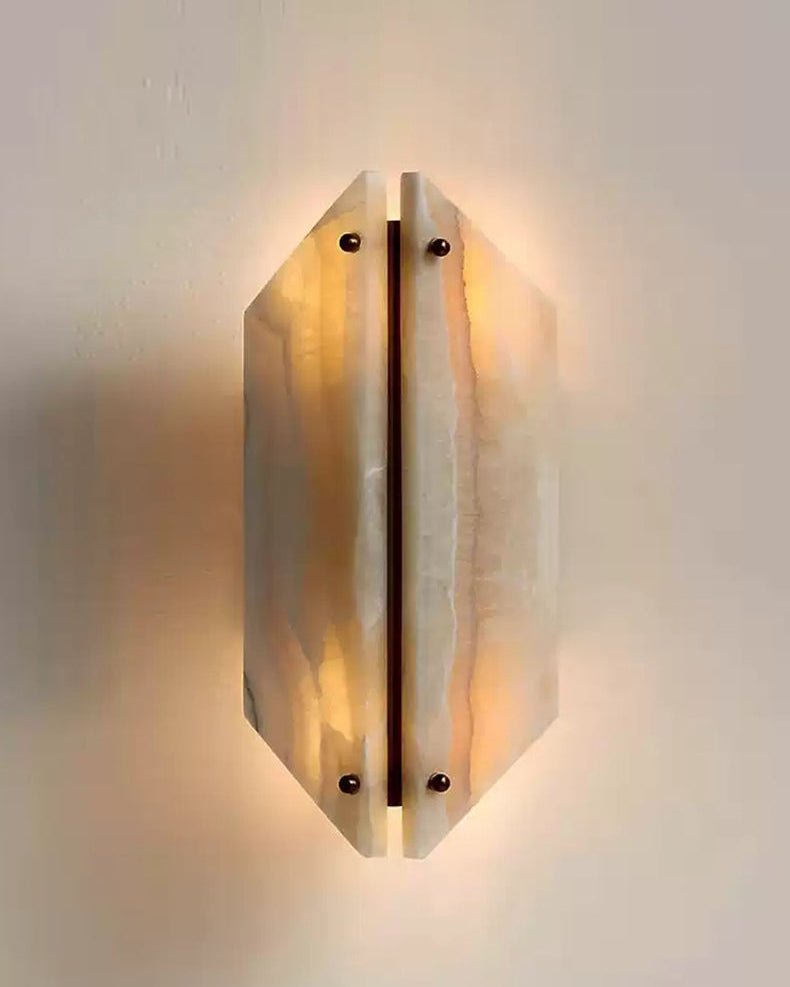 Onyxa Crest Alabaster Wall Light, Hardwired Wall Sconce, detail 16