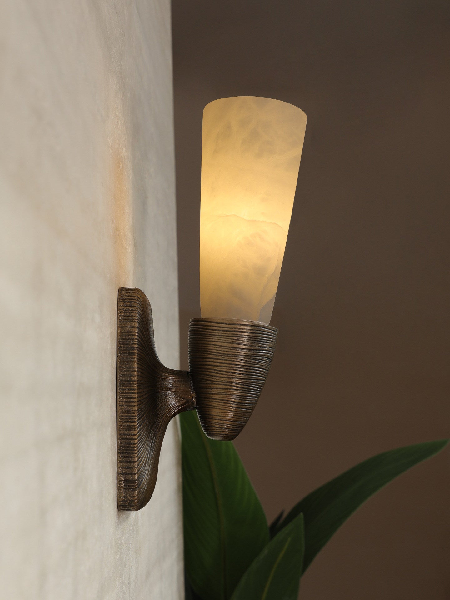 Opal Alabaster Twist Wall Light, Hardwired Wall Sconce, detail 5