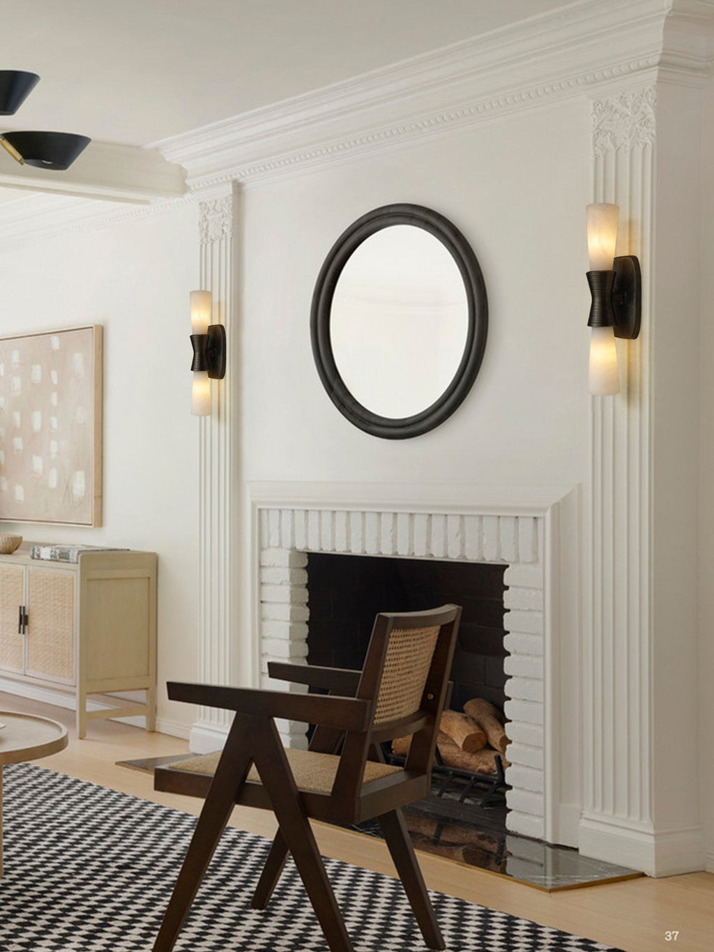 Opal Alabaster Twist Wall Light, Hardwired Wall Sconce, detail 6