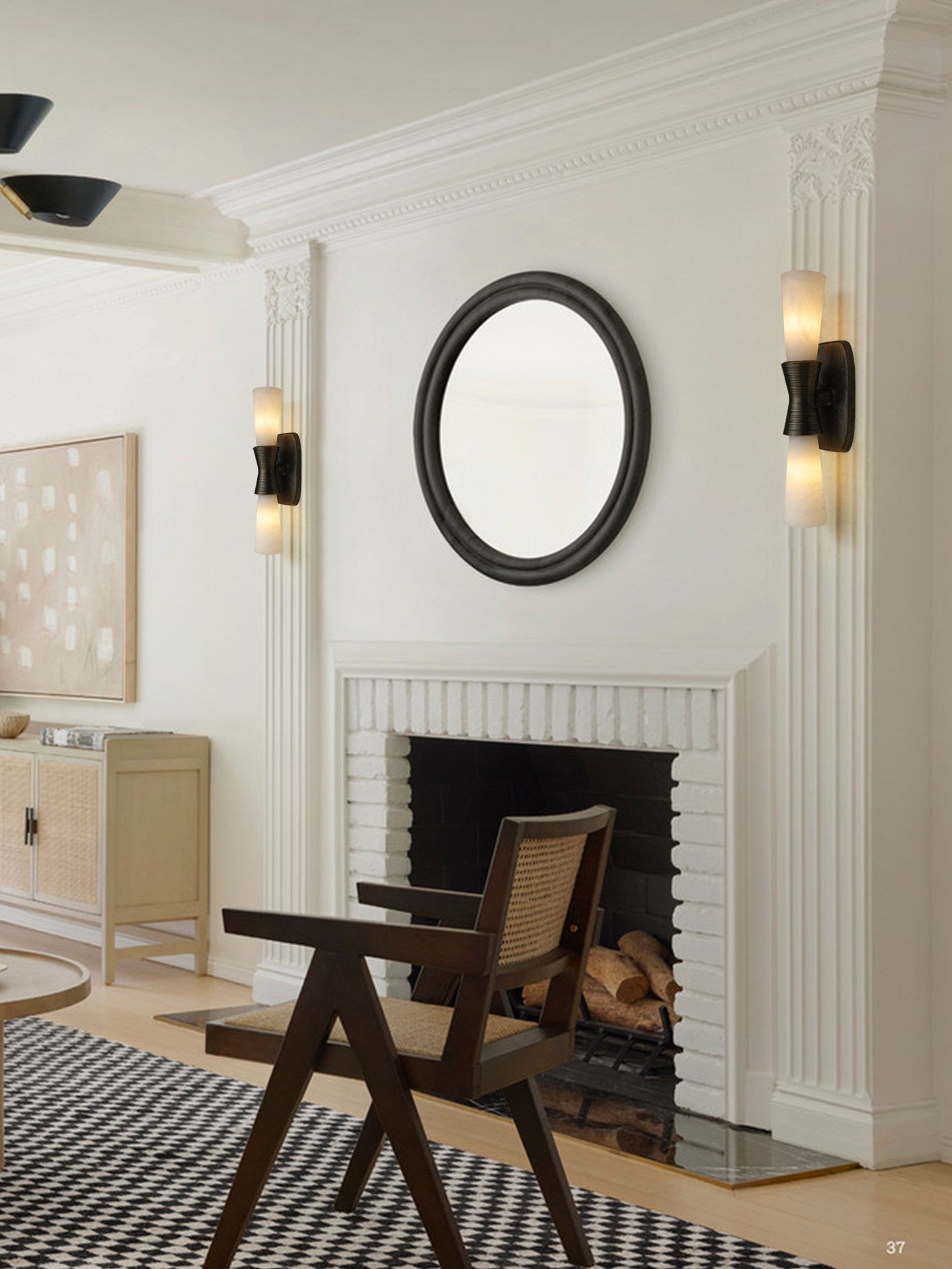 Opal Alabaster Twist Wall Light, Hardwired Wall Sconce, detail 6