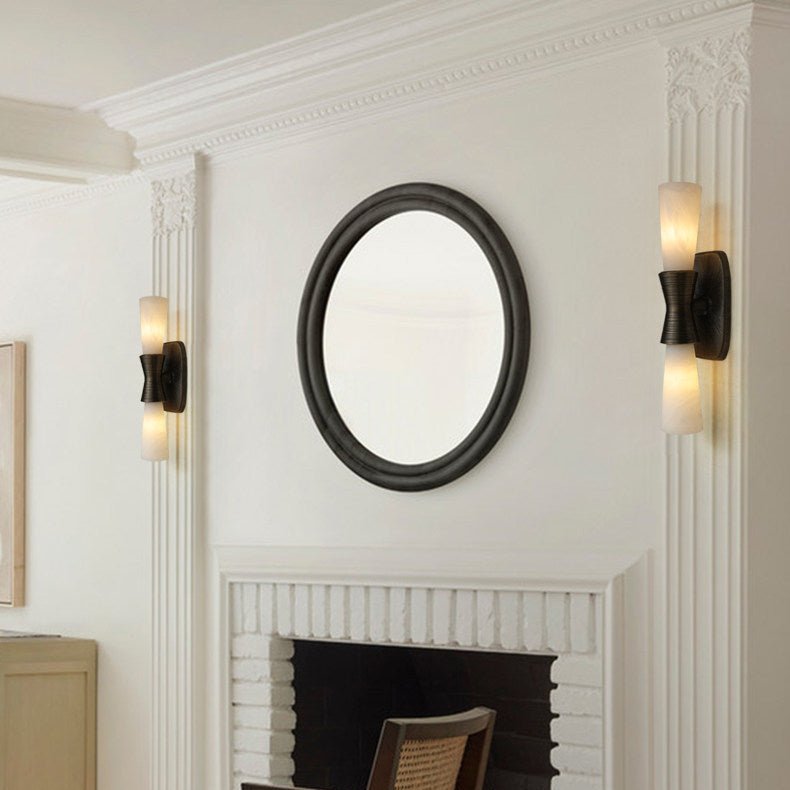 Opal Alabaster Twist Wall Light, Hardwired Wall Sconce, detail 3