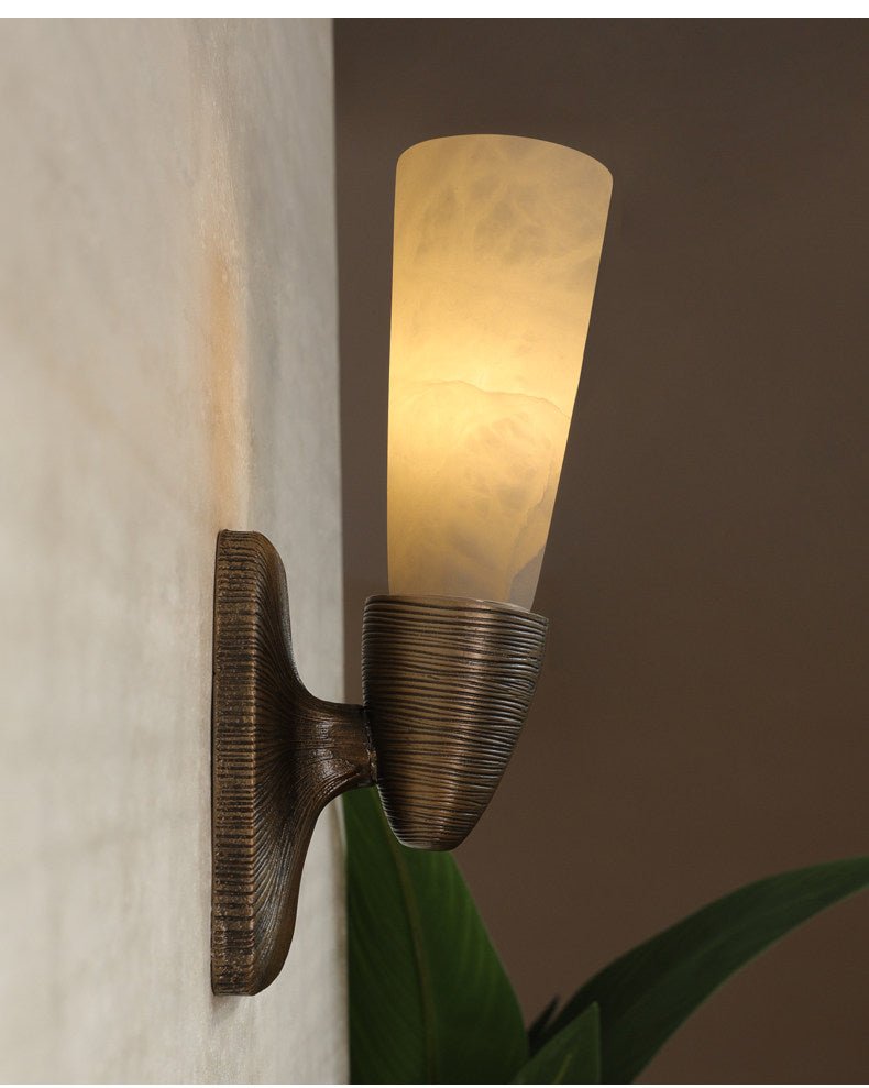 Opal Alabaster Twist Wall Light, Hardwired Wall Sconce, detail 7