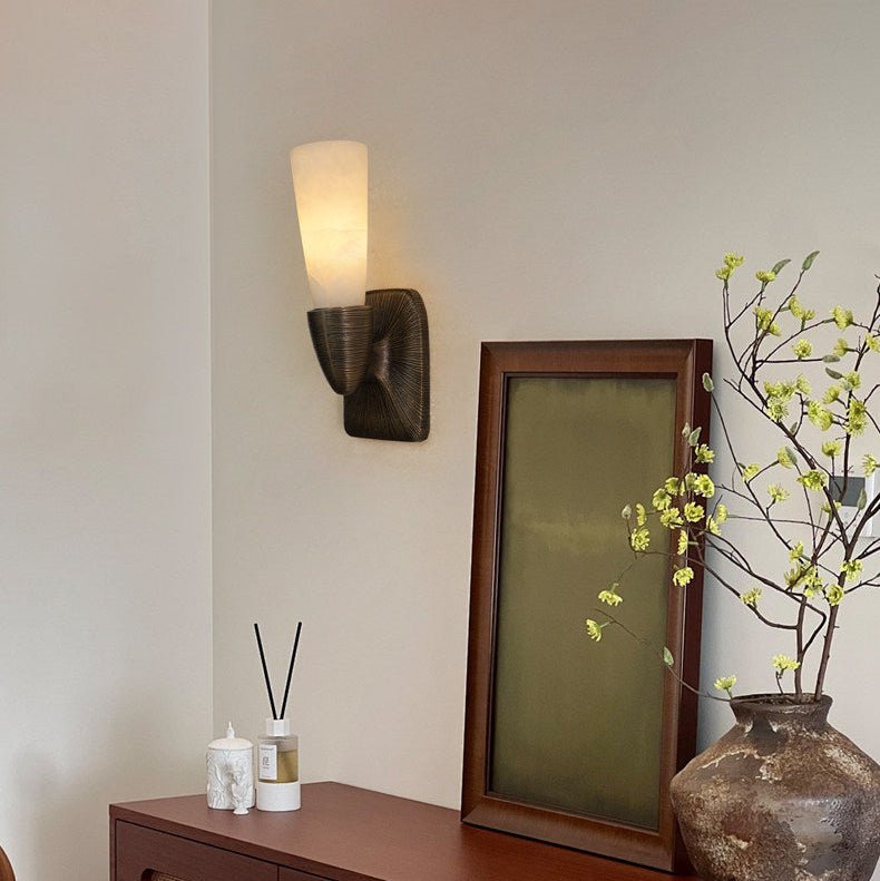 Opal Alabaster Twist Wall Light, Hardwired Wall Sconce, detail 9