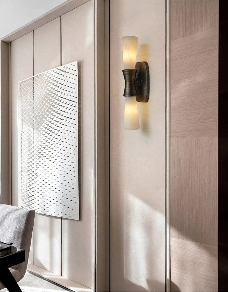 Opal Alabaster Twist Wall Light, Hardwired Wall Sconce, detail 11