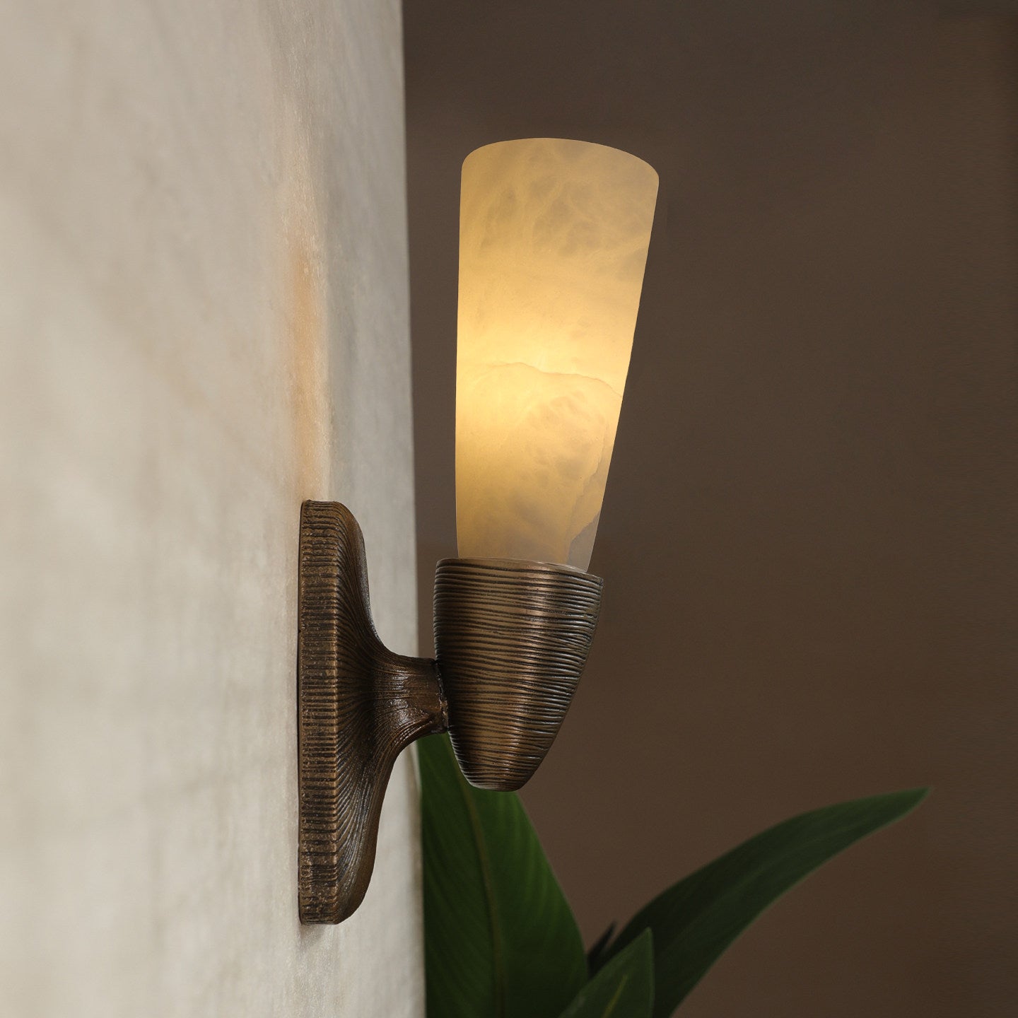 Opal Alabaster Twist Wall Light, Hardwired Wall Sconce, Metal, 1-light Size: Dia 12cm x H