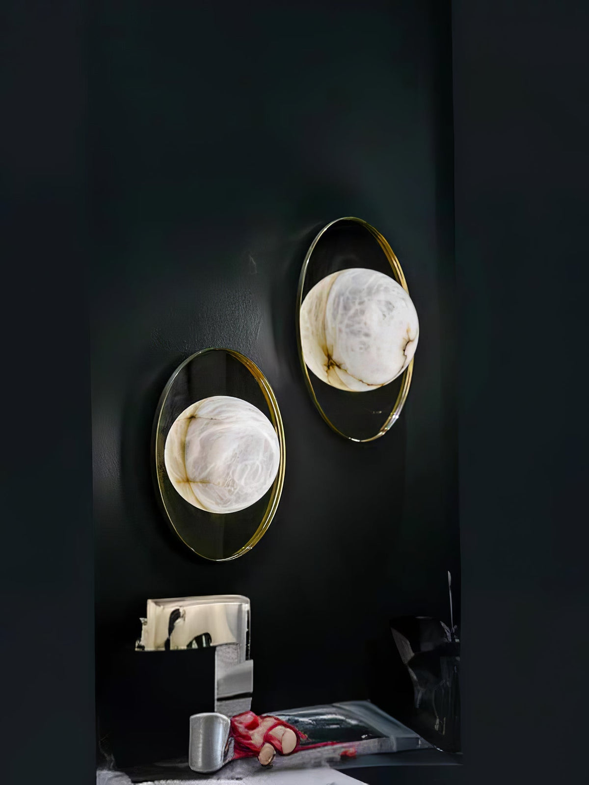 Ophela Alabaster Wall Light, Hardwired Wall Sconce, detail 9
