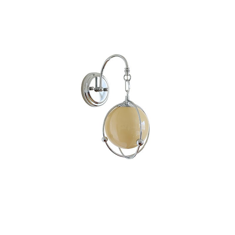Orb Cage Semi Wall Light, Hardwired Wall Sconce, Metal, Dia 20cm x H 39cm