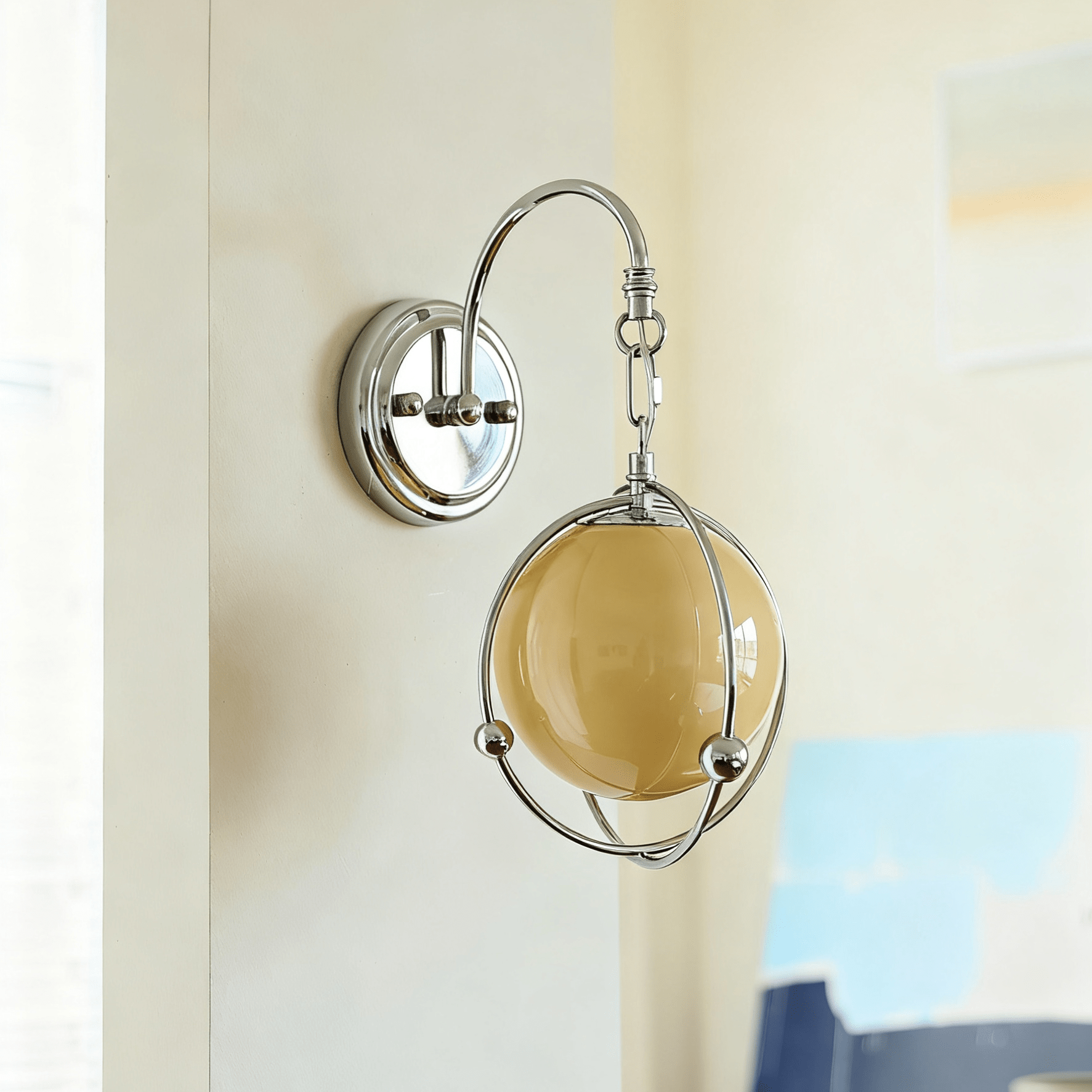 Orb Cage Semi Wall Light, Hardwired Wall Sconce, detail 9
