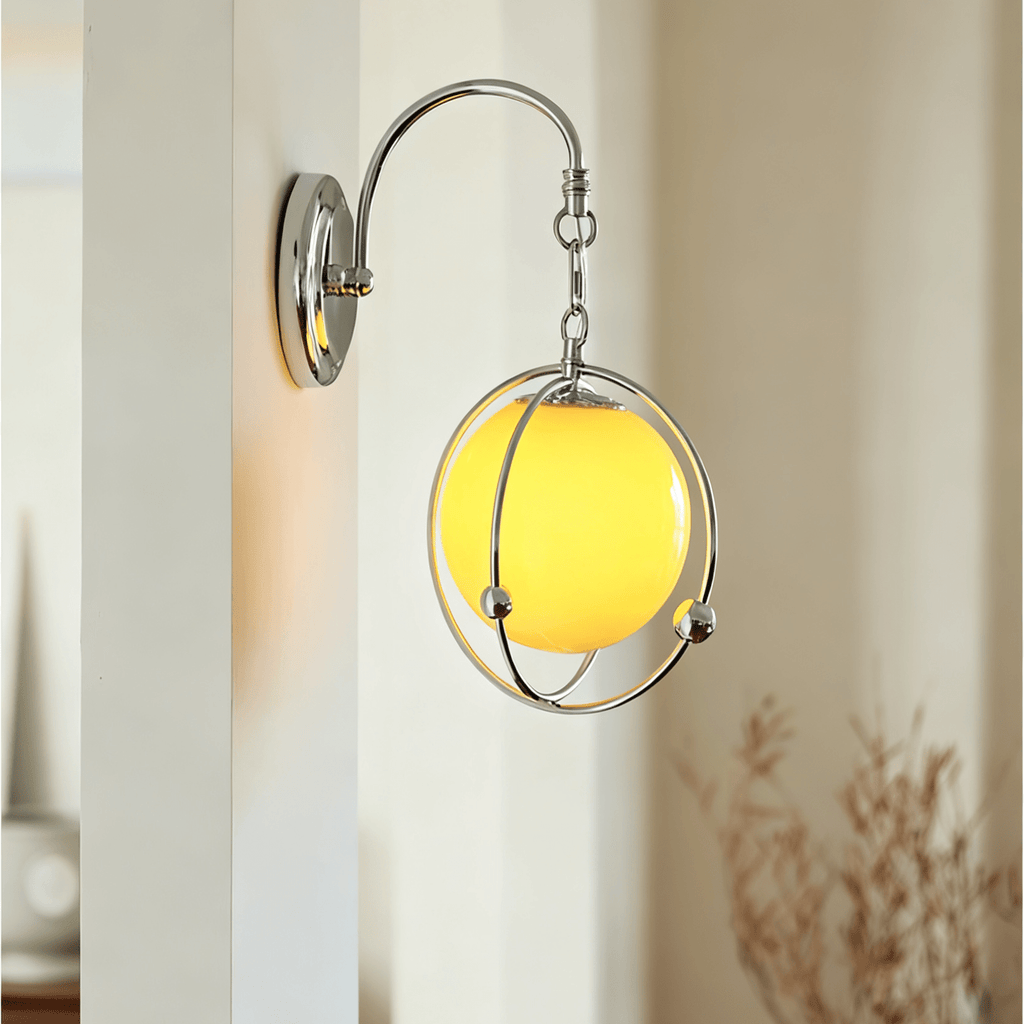 Orb Cage Semi Wall Light, Hardwired Wall Sconce, detail 3