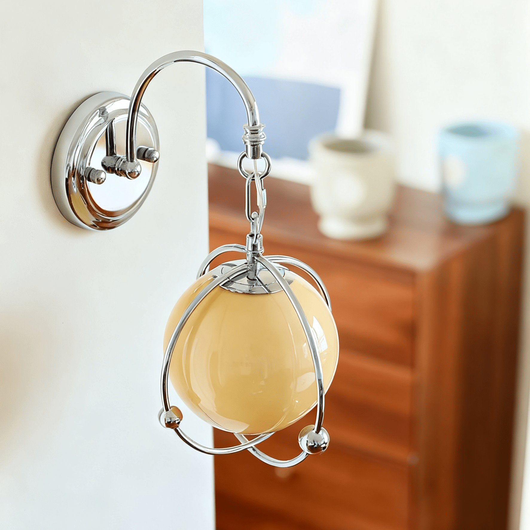 Orb Cage Semi Wall Light, Hardwired Wall Sconce, detail 4