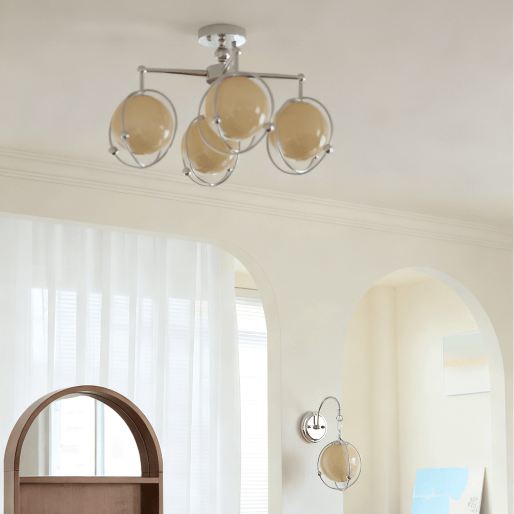 Orb Cage Semi Wall Light, Hardwired Wall Sconce, detail 5