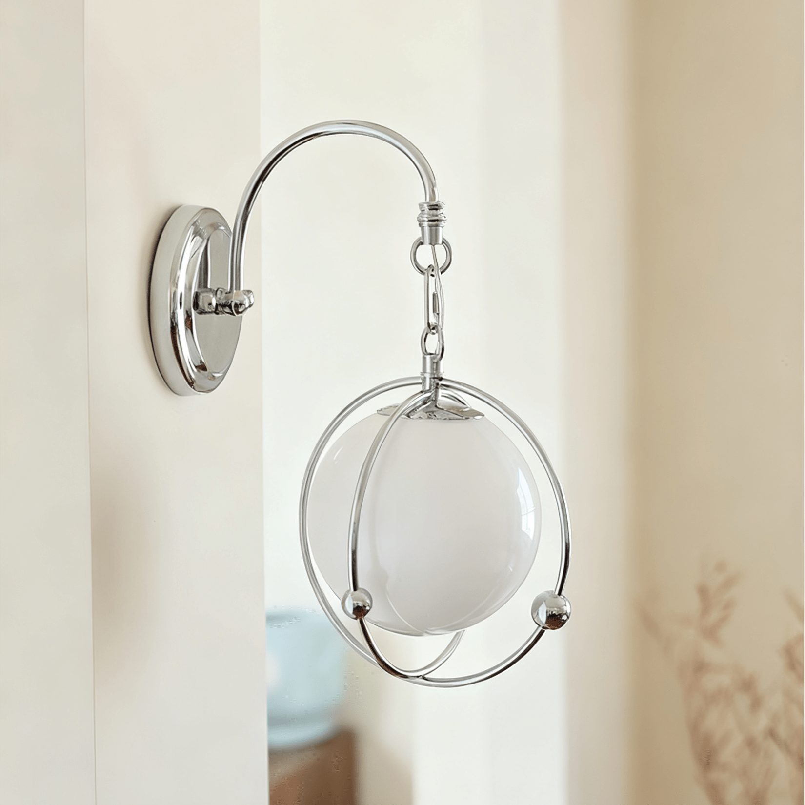 Orb Cage Semi Wall Light, Hardwired Wall Sconce, detail 6