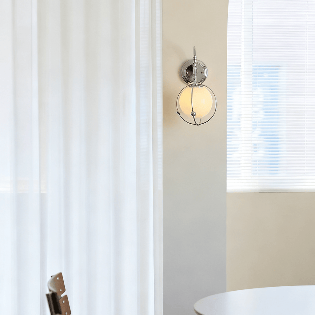 Orb Cage Semi Wall Light, Hardwired Wall Sconce, detail 7