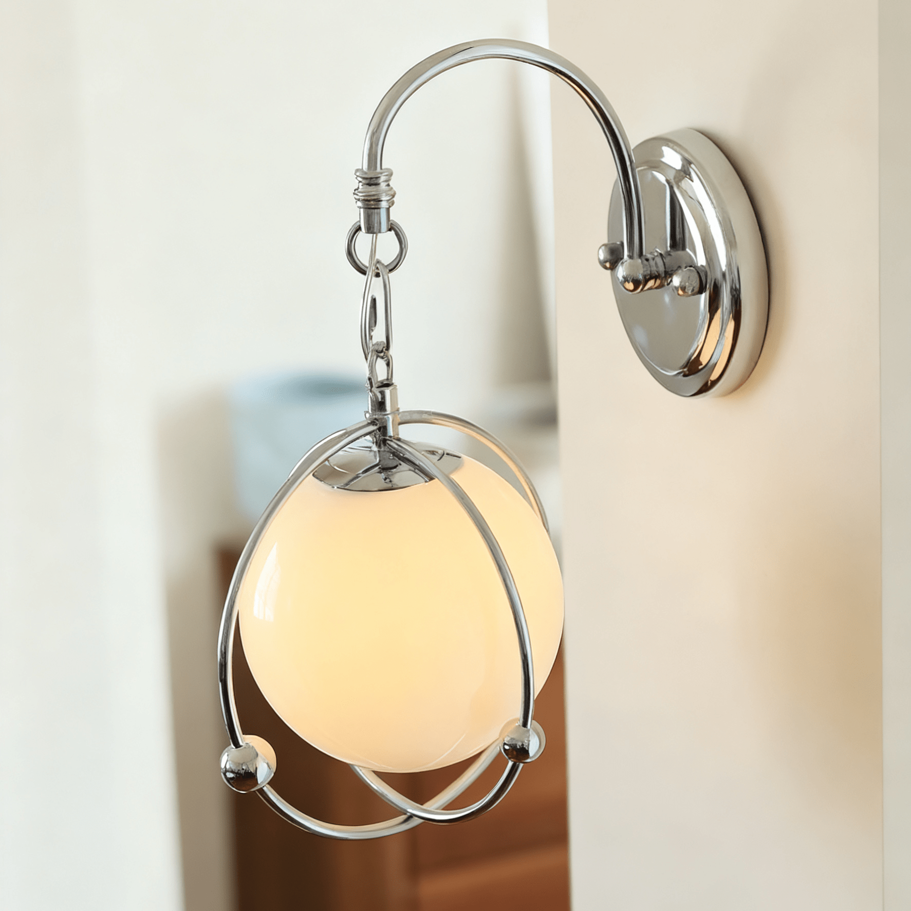 Orb Cage Semi Wall Light, Hardwired Wall Sconce, detail 8