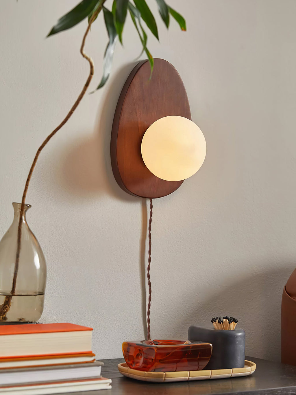 Orba Walnut Plug-In Wall Light, Plug-In Wall Sconce, detail 18