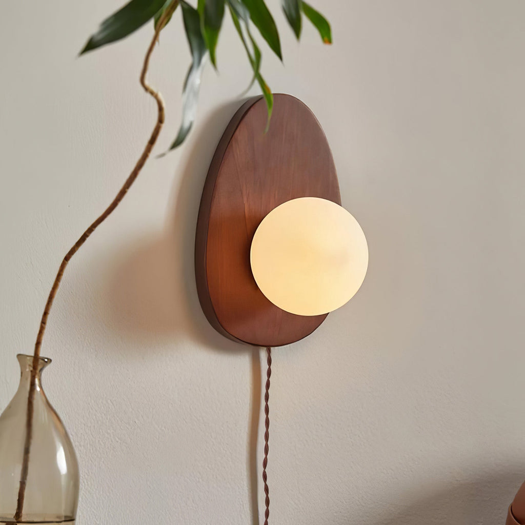 Orba Walnut Plug-In Wall Light, Plug-In Wall Sconce, detail 3