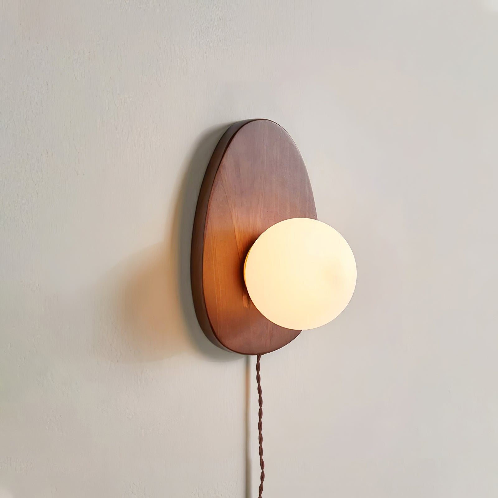 Orba Walnut Plug-In Wall Light, Plug-In Wall Sconce, detail 21