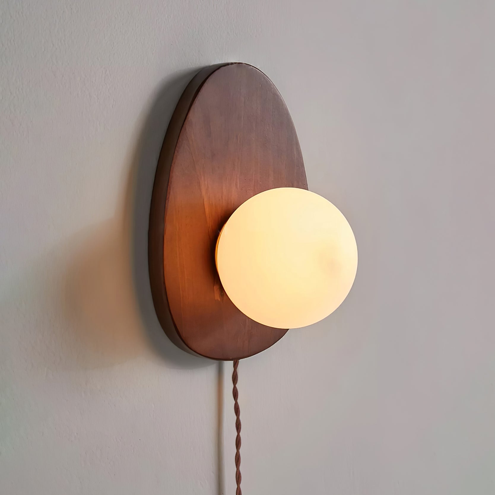 Orba Walnut Plug-In Wall Light, Plug-In Wall Sconce, detail 4