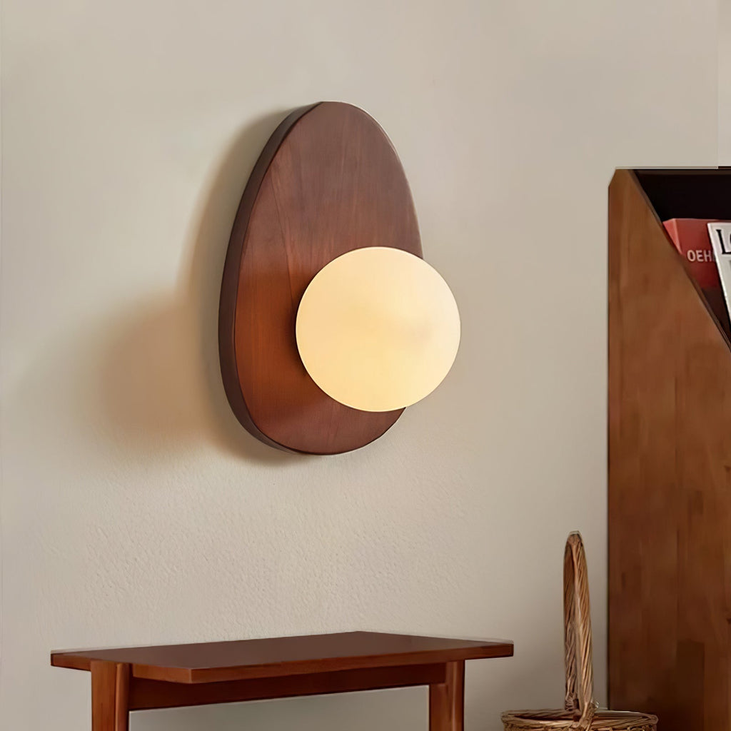 Orba Walnut Wall Light, Hardwired Wall Sconce, detail 2