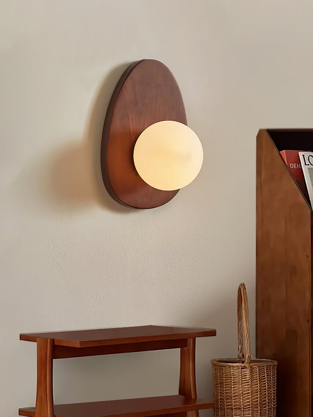Orba Walnut Wall Light, Hardwired Wall Sconce, detail 6