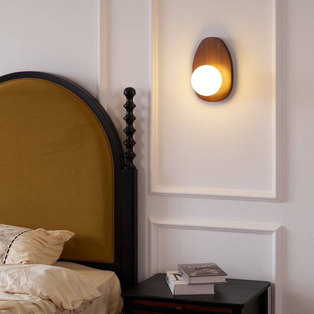Orba Walnut Wall Light, Hardwired Wall Sconce, detail 4
