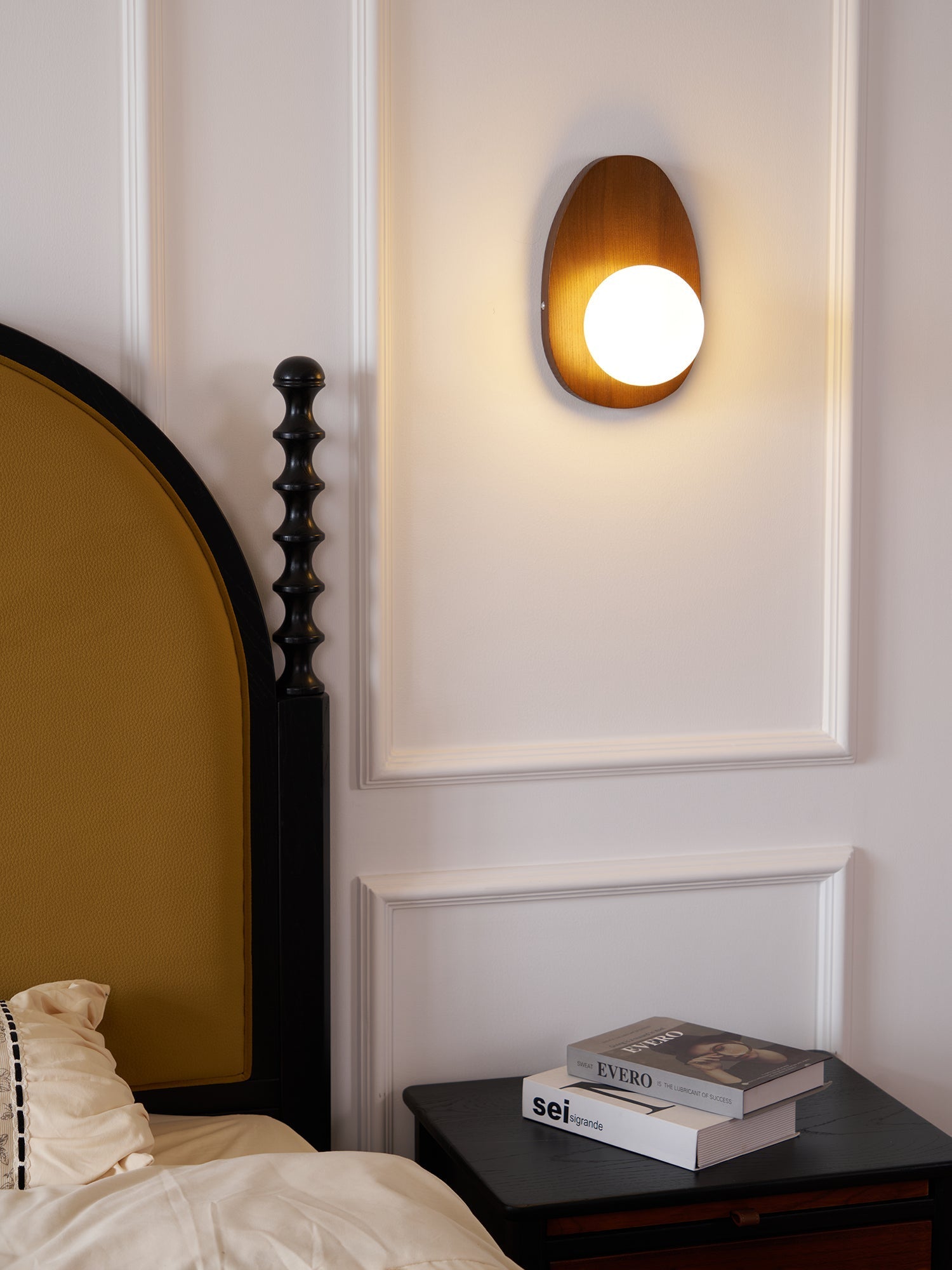 Orba Walnut Wall Light, Hardwired Wall Sconce, detail 5