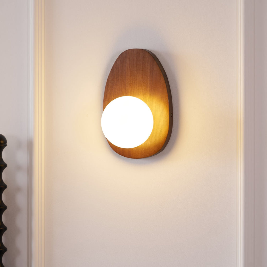 Orba Walnut Wall Light, Hardwired Wall Sconce, detail 3