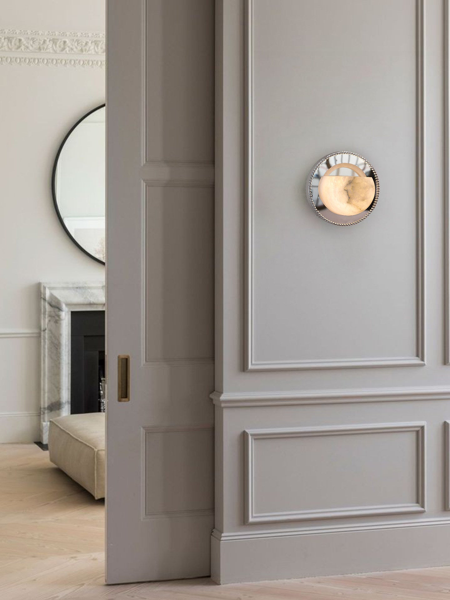 Orbit Pearl Alabaster Wall Light, Hardwired Wall Sconce, detail 5