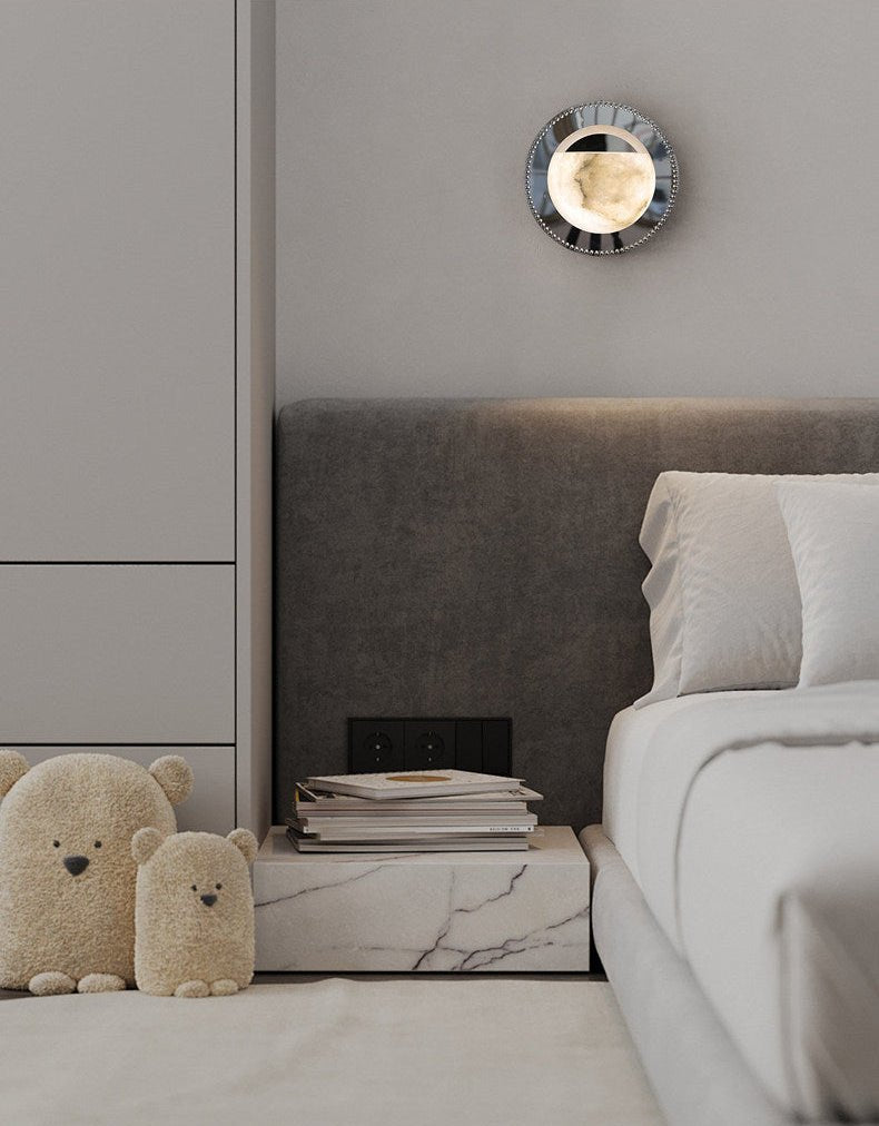 Orbit Pearl Alabaster Wall Light, Hardwired Wall Sconce, detail 9