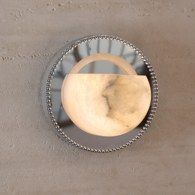Orbit Pearl Alabaster Wall Light, Hardwired Wall Sconce, detail 10