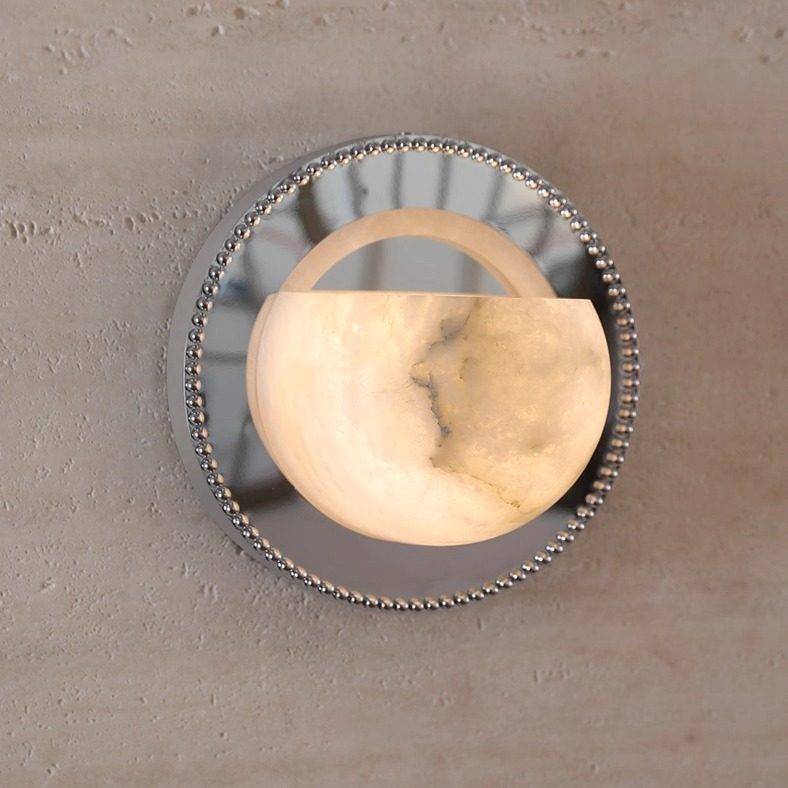 Orbit Pearl Alabaster Wall Light, Hardwired Wall Sconce, detail 13