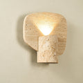 Organic Travertine Cylinder Wall Light, Hardwired Wall Sconce, Metal, Dia 24.5cm x H 23cm