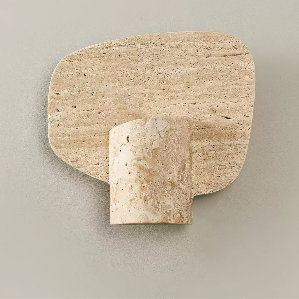 Organic Travertine Cylinder Wall Light, Hardwired Wall Sconce, detail 4