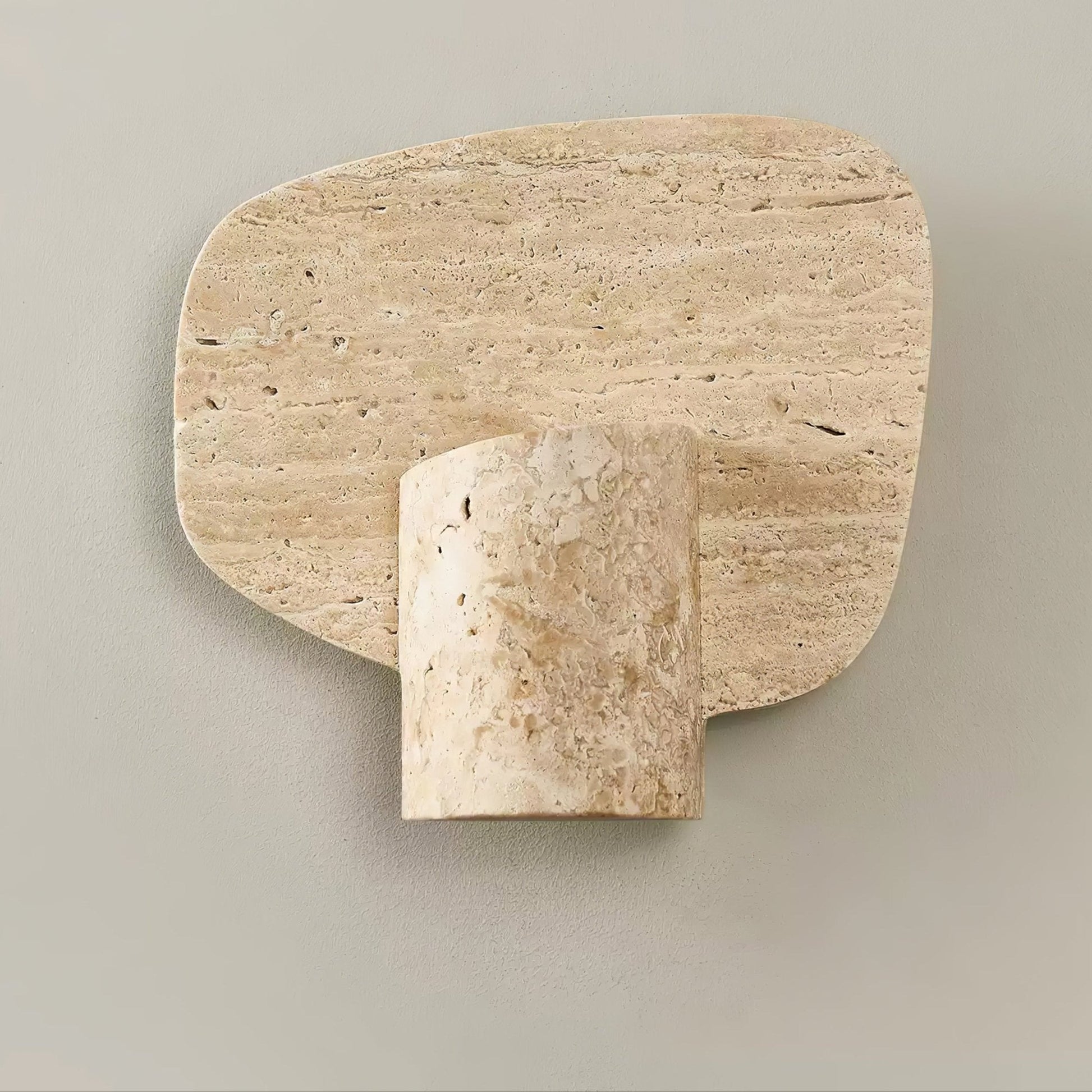 Organic Travertine Cylinder Wall Light, Hardwired Wall Sconce, detail 4