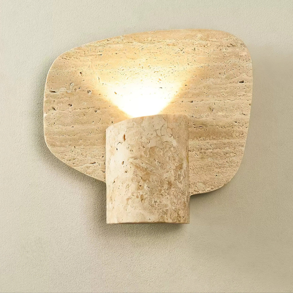 Organic Travertine Cylinder Wall Light, Hardwired Wall Sconce, detail 5