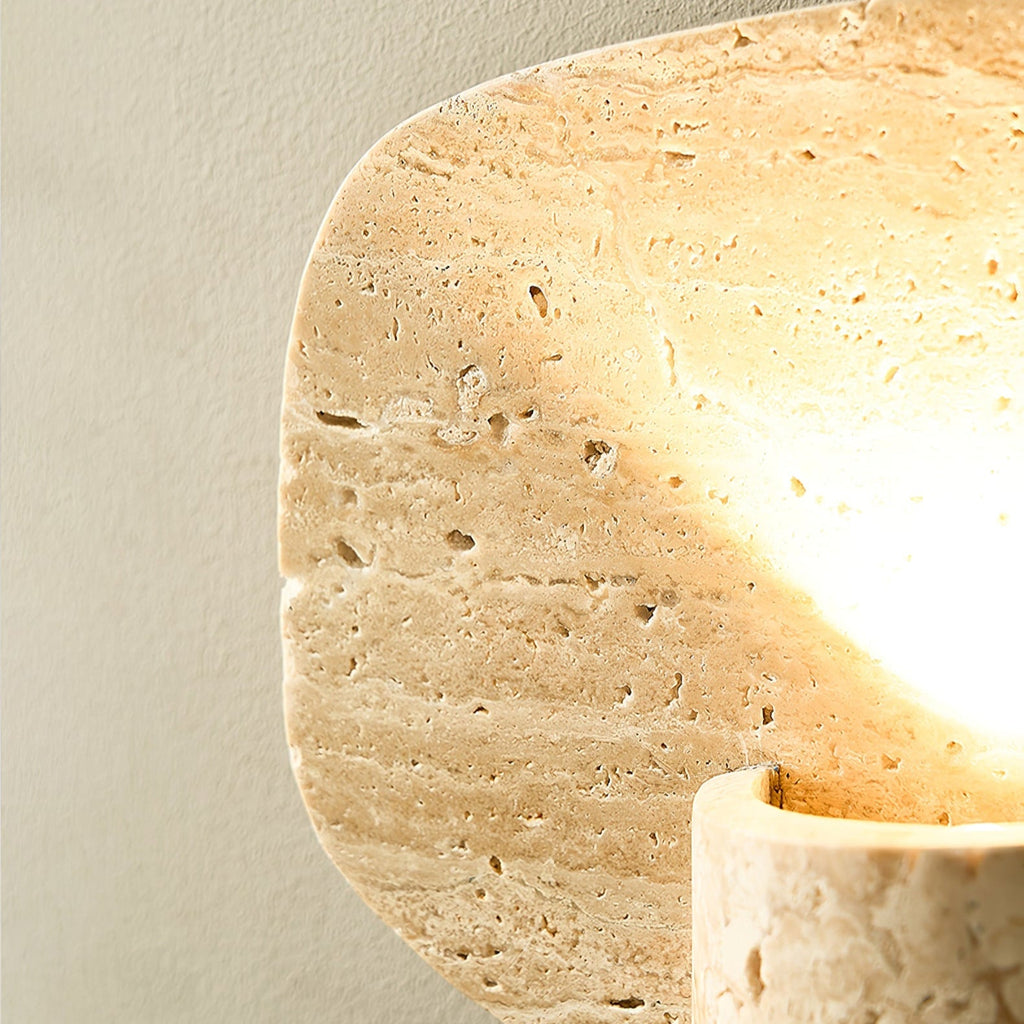 Organic Travertine Cylinder Wall Light, Hardwired Wall Sconce, detail 6