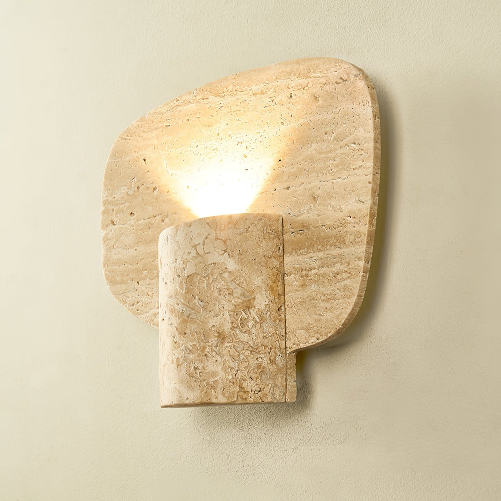 Organic Travertine Cylinder Wall Light, Hardwired Wall Sconce, detail 3