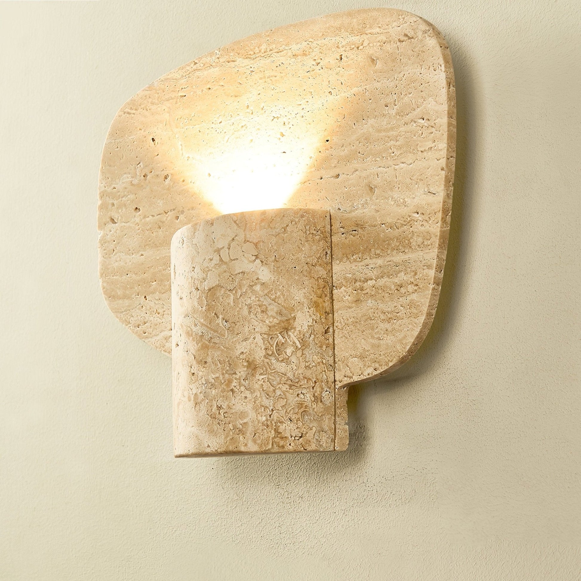 Organic Travertine Cylinder Wall Light, Hardwired Wall Sconce, detail 8